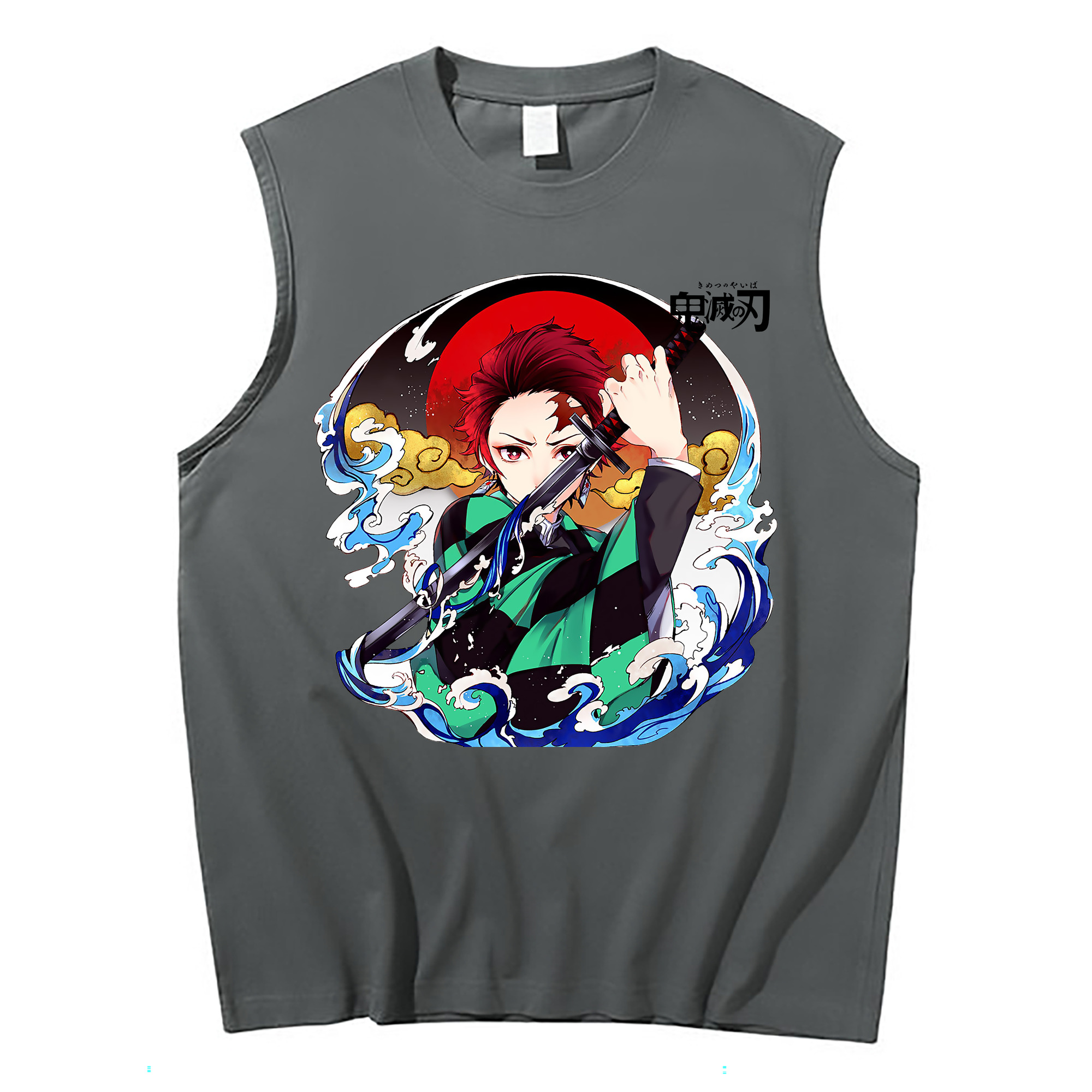 （画像用） 鬼滅の刃 竈門 炭治郎／かまど たんじろう Kamado Tanjirou コットン100％タンクトップ（フロントプリント）